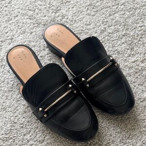 🔴A New Day black PU leather loafer slides size 6